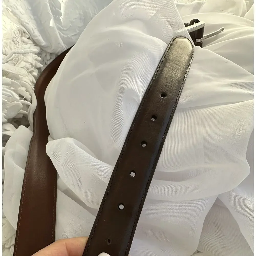 Saks Fifth Avenue Men’s 42 Brown Leather Dress Belt Aniline Kipskin Shoulder USA